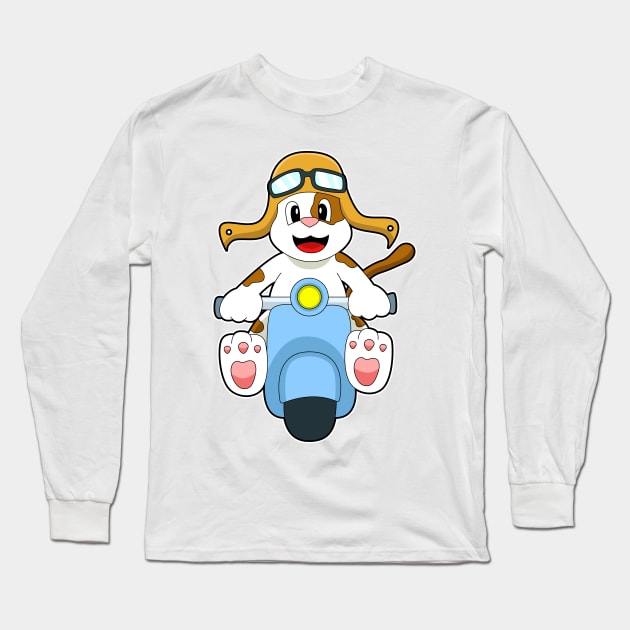 Dog as Biker with Scooter Long Sleeve T-Shirt by Markus Schnabel